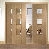 Easi-Slide OP2 Oak Messina Sliding Door System with Clear Glass in Four Size Widths