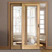 easi slide op3 oak full pane sliding door system in four size widths w ...