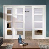 easi slide op2 white severo sliding door system with bevelled clear gl ...