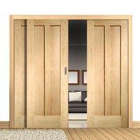 Easi-Slide OP2 Oak Novara 2 Panel Flush Sliding Door System in Four Size Widths