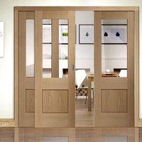 Easi-Slide OP2 Oak Piacenza Sliding Door System with Clear Glass in Three Size Widths