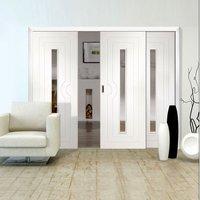 Easi-Slide OP2 White Potenza Sliding Door System with Clear Glass in Three Size Widths