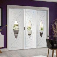 Easi-Slide OP2 White Treviso Sliding Door System with Clear Glass in Two Size Widths