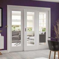 Easi-Slide OP2 White Shaker 1 Pane Sliding Door System in Four Size Widths with Clear Glass