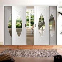 Easi-Slide OP1 White Pesaro Sliding Door System in Three Size Widths with Clear Glass