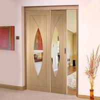 Easi-Slide OP3 Oak Pesaro Sliding Door System with Clear Glass in Four Size Widths