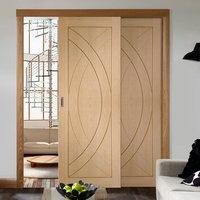 Easi-Slide OP3 Oak Treviso Flush Sliding Door System in Four Size Widths