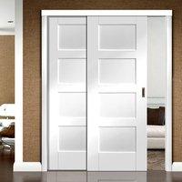 Easi-Slide OP3 White Shaker 4 Panel Sliding Door System in Four Size Widths