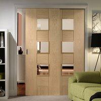 Easi-Slide OP3 Oak Messina Sliding Door System with Clear Glass in Four Size Widths