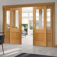 easi slide op1 oak piacenza sliding door system with clear glass in th ...