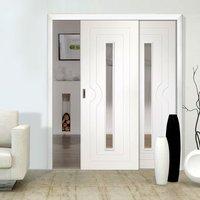 easi slide op3 white potenza sliding door system with clear glass in t ...