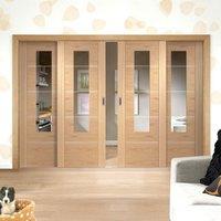 Easi-Slide OP1 Oak Portici Sliding Door System with Clear Cut Glass in Two Size Widths