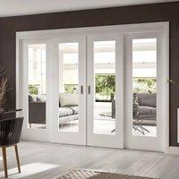 Easi-Slide OP1 White Shaker 1 Pane Sliding Door System in Four Size Widths with Clear Glass