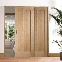 Easi-Slide OP3 Oak Novara 2 Panel Flush Sliding Door System in Four Size Widths