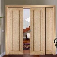 Easi-Slide OP2 Oak Worcester 3 Panel Flush Sliding Door System in Four Size Widths