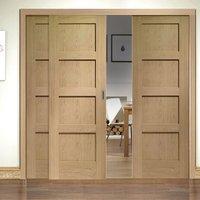 easi slide op2 oak shaker 4 panel sliding door system in four size wid ...