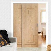 Easi-Slide OP3 Oak Altino Flush Sliding Door System in Three Size Widths