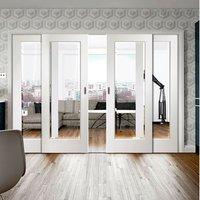 Easi-Slide OP1 White Cesena Sliding Door System with Bevelled Clear Glass in Three Size Widths