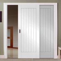 Easi-Slide OP3 White Suffolk Flush Sliding Door System in Four Size Widths