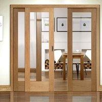 easi slide op2 oak full pane sliding door system in four size widths w ...