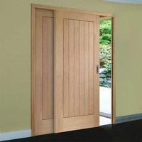 Easi-Slide OP3 Oak Suffolk Flush Sliding Door System in Four Size Widths