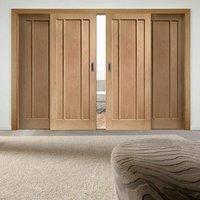 Easi-Slide OP1 Oak Worcester 3 Panel Flush Sliding Door System in Four Size Widths