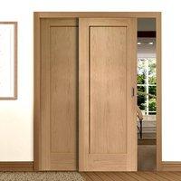 easi slide op3 oak shaker 1 panel sliding door system in four size wid ...