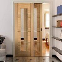 Easi-Slide OP3 Oak Latina Sliding Door System with Clear Glass in One Size Width