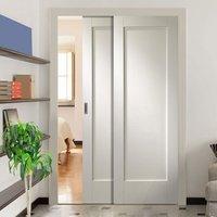 Easi-Slide OP3 White Shaker Pattern 10 Style Panel Sliding Door System in Four Size Widths