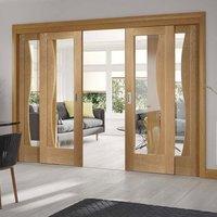 Easi-Slide OP1 Oak Emilia Sliding Door System with Clear Glass in Three Size Widths