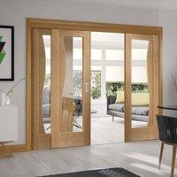 easi slide op2 oak emelia sliding door system with clear glass in thre ...