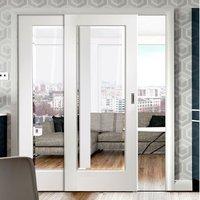 Easi-Slide OP3 White Cesena Sliding Door System with Bevelled Clear Glass in Three Size Widths