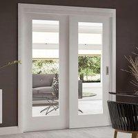 Easi-Slide OP3 White Shaker 1 Pane Sliding Door System in Four Size Widths with Clear Glass