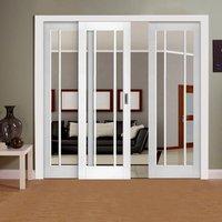 Easi-Slide OP2 White Worcester Three Pane Sliding Door System in Four Size Widths with Clear Glass