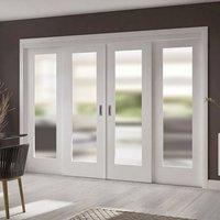 Easi-Slide OP1 White Full Pane Sliding Door System in Three Size Widths with Obscure Glass