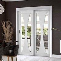 Easi-Slide OP3 White Verona Sliding Door System in Three Size Widths with Clear Glass