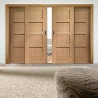 Easi-Slide OP1 Oak Shaker 4 Panel Sliding Door System in Four Size Widths