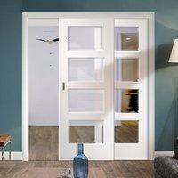 easi slide op3 white severo sliding door system with bevelled clear gl ...