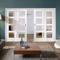 easi slide op1 white severo sliding door system with bevelled clear gl ...