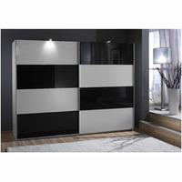 easy plus sliding wardrobe in white and black glass