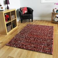 Easy Clean Thick Red Rugs For Living Room Soft Non Shedding Mats - Stella 120cmx170cm (4\' x 5\'6\