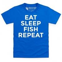 Eat Sleep Fish Repeat Kid\'s T Shirt