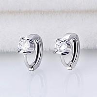 Earrings 925 Sterling Silver AAA Zircon Hoop Earrings Jewelry Wedding Party Daily Casual