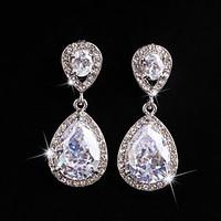 Earring Rhinestone Earrings Set Jewelry Women Wedding / Party Rhinestone / Silver Plated 1 pair Clear