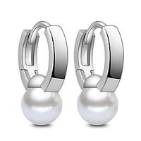 Earrings 925 Sterling Silver Pearl Hoop Earrings Jewelry Wedding Party Daily Casual