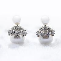 Earring 925 Sterling Silver Imitation Pearl Double Stud Earrings Jewelry Wedding Party Daily Casual