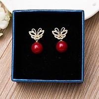 earrings aaa cubic zirconia animal design with red pearl butterfly jew ...