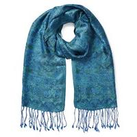 east silk tassel border scarf blue