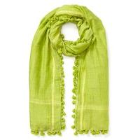 east silk blend pom pom scarf kiwi