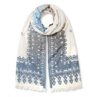 east woven border scarf blue